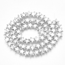 Koraliki Syntetyczne Hematyt, Niemagnetyczne, Gwiazda, Galwanizowane, 8x8.5x3.5mm, około 64szt/38cm/nić (13WB29114)