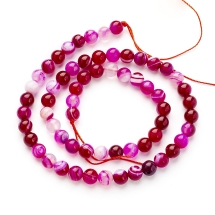 Koraliki Kamień Naturalny Agat Pasiasty, Kulki, Klasa A, Ciemnoróżowy 6mm, 60szt/37cm/sznur (13WB29129)