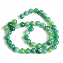 Koraliki Naturalny Agat Paskowany, Okrągłe, Turkusowy, 8mm, około 45szt/36cm/sznur (13WB29144)