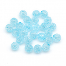 Koraliki Akrylowe Crackle, Przezroczyste, Okrągłe, Jasnoniebieskie, 12mm, 25szt/25g (13WB29488)
