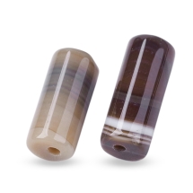 Koraliki Kamień Naturalny Agat Paskowany, Kolumna, Brązowy, 20x8mm, 2szt (13WB29491)