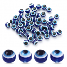 Koraliki Żywica, Oko, Okrągłe, do Rękodzieła, Królewski Niebieski, 8x7mm, 50szt (13WB29492)