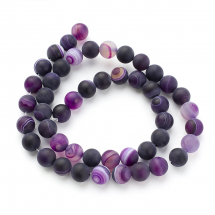 Koraliki Naturalny Agat Paskowany, Okrągłe, Klasa A, Matowe, Indygo, 8mm, około 45szt/36cm/sznur (13WB29514)