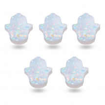 Koraliki Żywica, Imitacja Opalu, Hamsa Dłoń, Biały Duch, 14x12x3mm, Otwór 1mm, 5szt (13WB29531)