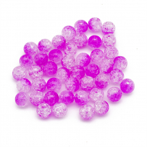 Koraliki Akrylowe Crackle, Przezroczyste, Okrągłe, Purpurowe, 10mm, 45szt/25g (13WB29546)