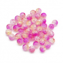 Koraliki Akrylowe Crackle, Przezroczyste, Okrągłe, Karmazynowy, 10mm, 45szt/25g (13WB29547)