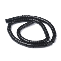 Намистини Натуральний Чорний Агат/Онікс, Диск, Термозабарвлені, На нитках, Розмір: 6х3мм, Отвір 1мм, ок 113-124шт/38см/нитка, (13WB29551)