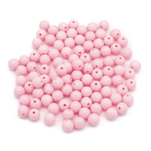 Koraliki Akrylowe, Okrągłe, Nieprzejrzyste, Perłowy Róż, 10x9mm, 90szt/50g (13WB29556)