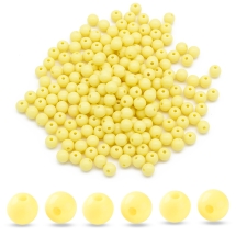 Koraliki Akrylowe Nieprzejrzyste, Okrągłe, Żółte, 8x7mm, 160szt/50g (13WB29563)