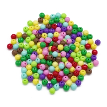 Намистини Акрилові Круглі, Колір: Мікс, Розмір: 8х7мм, Отвір: 2мм, близько 160шт/50г, (13WB29583)