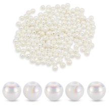 Koraliki Akrylowe, Nieprzejrzyste, Okrągłe, Białe, Powłoka AB, 8x7mm, 50g~160szt (13WB29587)
