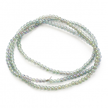 Намистини Скляні Гальванічні, Райдужне Покриття, Круглі, Колір: Бірюзовий, Діаметр 4х4.5мм, Отвір 1мм, близько 190шт/29см/нитка, (13WB29637)