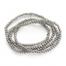 Koraliki Szklane Galwanizowane, Powłoka Perłowa, Okrągłe, Kolor: Szary, Rozmiar: 4x4.5mm, ok. 190szt/29cm/nic (13WB29639)