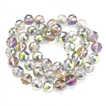 Koraliki Szklo Galwanizowane, Powłoka Tęczowa, Fasetowane, Okrągłe, Kolorowy, 15-16x16mm, ok. 47szt/74cm/nic (13WB29644)
