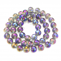 Koraliki Szklo Galwanizowane, Powłoka Tęczowa, Fasetowane Okrągłe, Fioletowy, 15-16x16mm, ok. 47szt/74cm/nic (13WB29645)