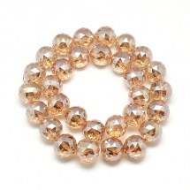 Koraliki Szklo Galwanizowane Fasetowane, Okrągłe, Brzoskwiniowy, Średnica: 17-18x17-18mm, ok. 28szt/58cm/nic (13WB29646)