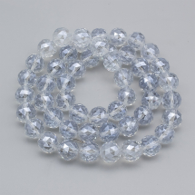 Koraliki Szklo Galwanizowane, Powłoka Perłowa, Okrągłe, Bezbarwny, Średnica: 15-16x16mm, ok. 47szt/74cm/nic (13WB29647)