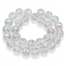 Koraliki Szklo Galwanizowane Tęczowy, Fasetowane Okrągłe, Bezbarwne, 17-18x17-18mm, ok. 28szt/58cm/nic (13WB29649)