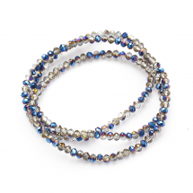 Koraliki Szklane Galwanizowane, Rondel Półpowlekane, Fasetowane, Niebieskie, 3x2mm, 160szt/36cm/nić (13WB29652)