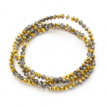 Koraliki Szklo Galwanizowane, Rondel Półpowlekane, Fasetowane, Złote, 3x2mm, 160szt/36cm/nić (13WB29659)