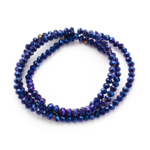 Koraliki Galwanizowane Szklane, Niebieska Powłoka, Fasetowane, Rondel, 3x2mm, około 155szt / 38cm/sznur (13WB29664)