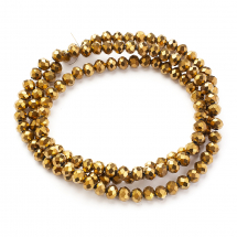 Koraliki Szklo Galwanizacja, Pełna Powłoka, Fasetowane Rondel, Miedziąny, 4x3mm, ok. 115szt/40cm/nic (13WB29667)