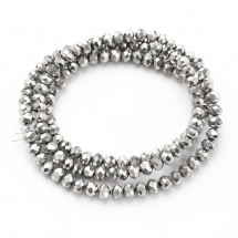 Koraliki Szklo Galwanizacja, Pełna Powłoka, Fasetowane Rondel, Platyna, 4x3mm, ok. 115szt/40cm/nic (13WB29668)