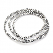 Koraliki Szklo Galwanizacja, Pełna Powłoka, Fasetowane Rondel, Platyna, 3x2mm, ok. 137szt/32cm/nic (13WB29670)