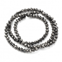 Koraliki Szklo Galwanizacja, Pełna Powłoka, Fasetowane Rondel, Czarny, 4x3mm, ok. 115szt/40cm/nic (13WB29671)