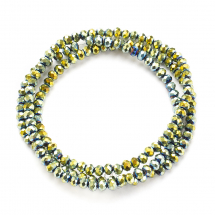 Koraliki Szklo Galwanizacja, Pełna Powłoka, Fasetowane Rondel, Zielone, 3x2mm, ok. 155szt/38cm/nic (13WB29673)