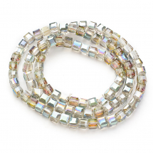 Koraliki Szklane Galwanizacja, Fasetowane Kostka, 6x6x6mm, Bezbarwny, około 95szt/60cm/nic (2WB31582)