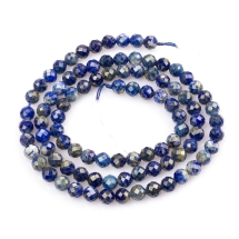 Koraliki Kamień Naturalny Lapis Lazuli, Fasetowany, Kulki, Niebieski, 4mm, 88szt/36cm/sznur (13WB11345)