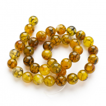 Koraliki Naturalny Agat Smocza Żyła, Barwiony, Okrągły, Oliwkowy 10mm, około 36szt/36cm/sznur (3WB3232)