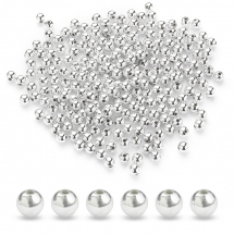 Koraliki Akrylowe z Powłoką Metaliczną, Okrągłe, Platyna, 6mm, Otwór 1mm, 25g~200szt (Q5WB1229)