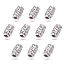 Koraliki Styl Tybetański, Rurka, Stop, Antyczne Srebro, 12x7mm, Otwór 3.5mm, 10szt (13WB18628)