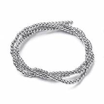 Koraliki Hematyt Syntetyczny, Niemagnetyczny, Srebrny, 2mm, 212szt/37cm/sznur (13WB18720)