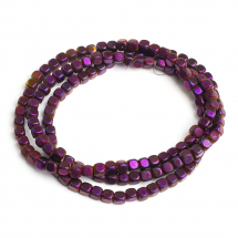 Koraliki Syntetyczne Hematyt, Niemagnetyczne, Fioletowy, 3x3x3mm, około 135szt/43cm/sznur (13WB18728)