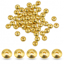 Намистини-Розділювачі Латунні Рондель, Золото, 5х2мм, Отвір 1.5-2мм, (13WB17082)