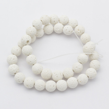 Koraliki Naturalna Lawa, Okrągłe, Biały, 10mm, około 35szt/36.5cm/sznur (13WB26396)