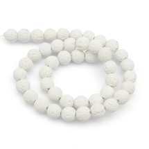 Koraliki Kamień Naturalny Lawa, Kula, Biały, 8mm, 46szt/36.5cm/sznur (13WB26397)