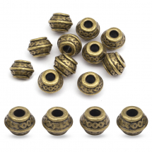 Koraliki Dystansowe, Styl Tybetański, Metal, Bronze, 9x7mm, otwor 3.5mm, 15szt (2WB27676)