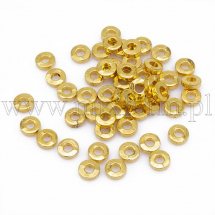 Намистини-Роздільники Металеві, Форма Пончик, Золото, 6х2мм, Отвір 2.5мм, (2WB27700)