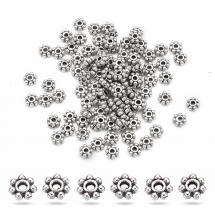 Намистини-Роздільники, Сплав, Квітка, Античне Срібло, 4.5х1.5мм, Отвір 1мм, (2WB27746)