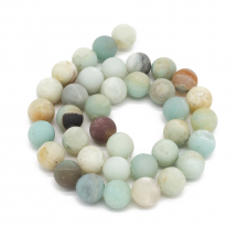 Намистини Натуральний Амазонит, На нитках, Круглі, Морозний Стиль, Колір: Мікс, Розмір: Діаметр: 10мм, Отвір 1мм, близько 36шт/36см/нитка, (2WB30695)