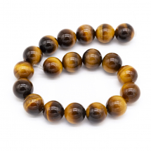 Намистини Натуральне Тигрове Око, На нитках, Круглі, Колір: Коричневий, Діаметр: 10мм, Отвір 1мм, близько 17шт/17см/нитка, (2WB30729)