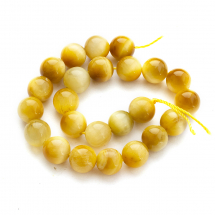 Koraliki Naturalne Złote Tygrysie Oko, klasa A, 8mm, Otwór 1mm, około 22szt/19cm/nic (2WB30731)