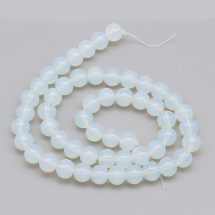 Koraliki Syntetyczny Opalit, Klasa AA, Okrągły, Kolor: Biały, 8mm, około 40szt/36cm/nić (2WB30740)
