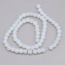 Намистини Синтетичний Опал класу АА, На нитках, Круглі, Колір: Білий, Розмір: Діаметр: 6мм, Отвір 1мм, близько 50шт/нитка, (2WB30741)