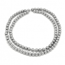 Koraliki Hematyt Syntetyczny Niemagnetyczny, Galwanika, Klasa A, Okrągły, Platyna, 4mm, 95szt/38cm/sznur (2WB30791)