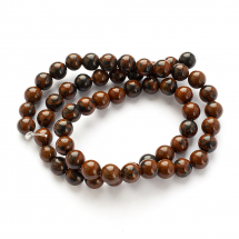 Koraliki Naturalny Obsydian Mahoń, Okrągłe, 6.5mm, około 60szt/37cm/nić (2WB30795)